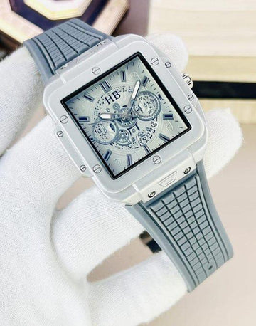 Hublot Square Bang Unico White Strap with Silver Dial