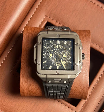 Hublot Square Bang Unico black Strap and silver dail