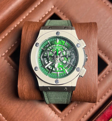 HUBLOT Skeleton Chronograph – “Verdant Velocity” Edition Green Energy. Mechanical Precision.